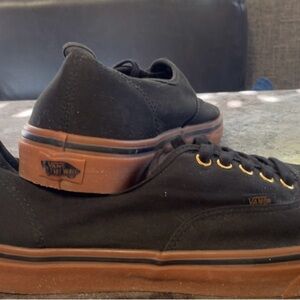 Size 13 Vans Black and Brown Sneakers with Classic Waffle Sole
